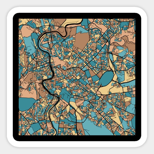 Rome Map Pattern in Mid Century Pastel Sticker by PatternMaps